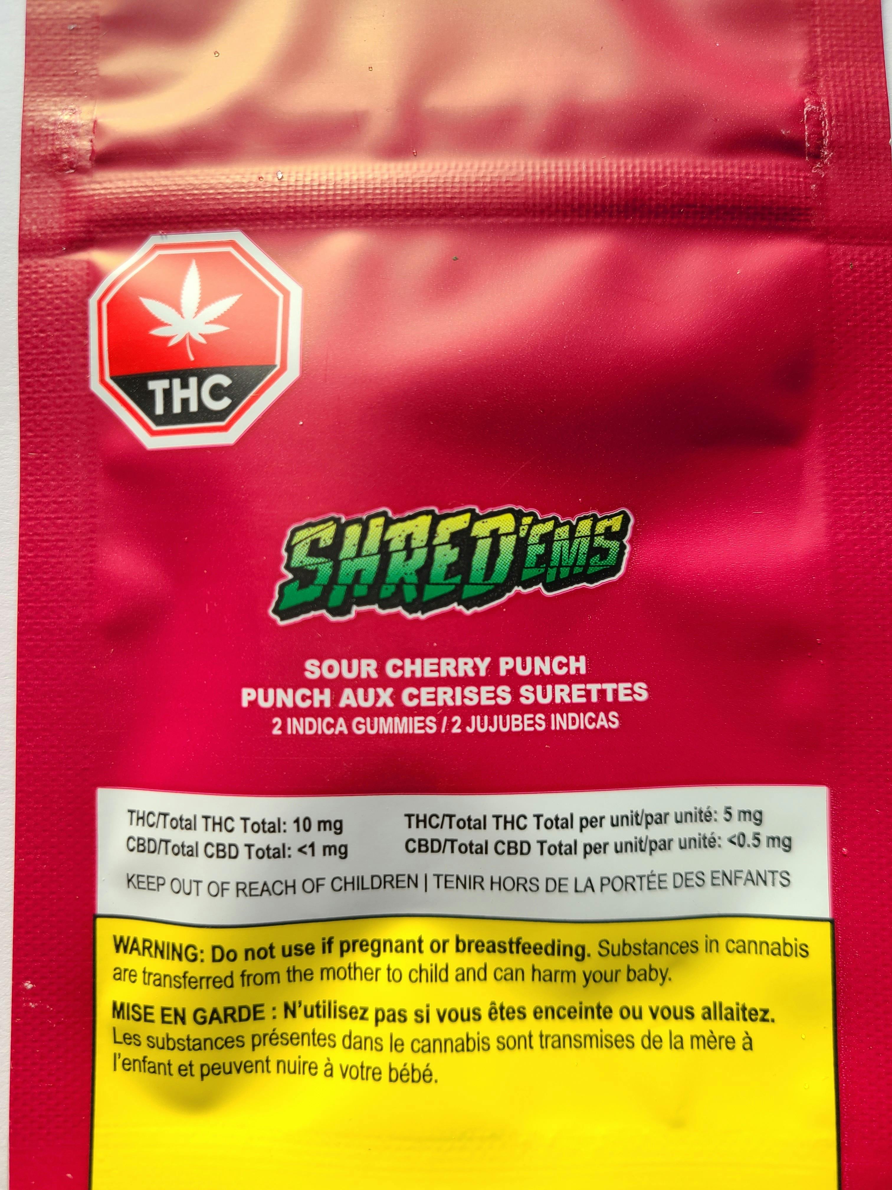 Shred'Ems - Sour Cherry Punch Gummies - Edible - 2 x 5mg