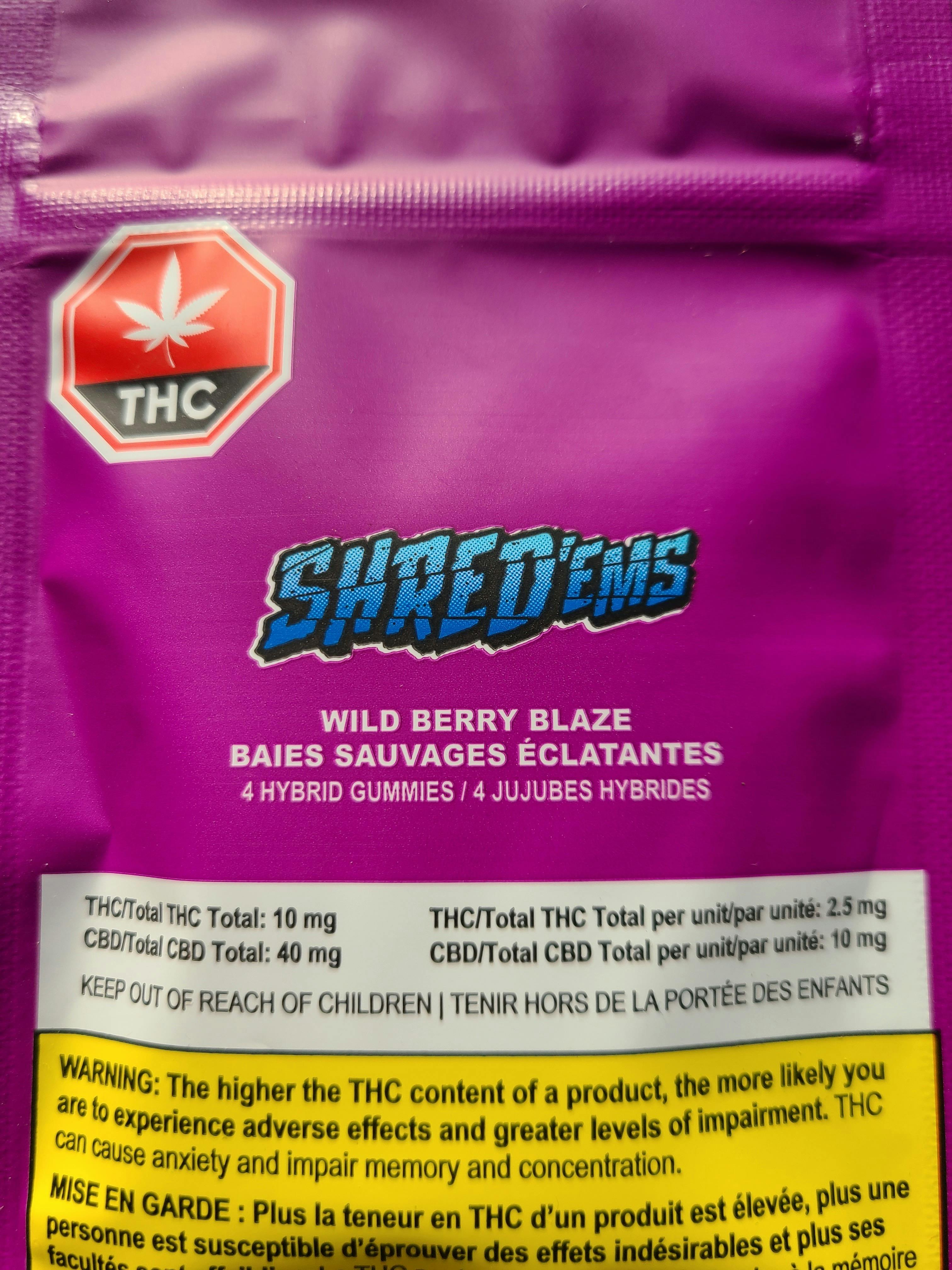 Shred'Ems - Wild Berry Blaze Gummies - Edibles - 4 x 2.5:10mg