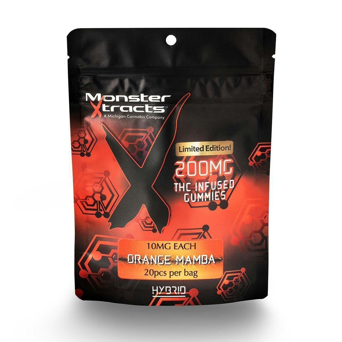 ORANGE MAMBA (Hybrid) | Monster Xtracts | Gummies (10 pieces) | 200mg by Monster Xtracts