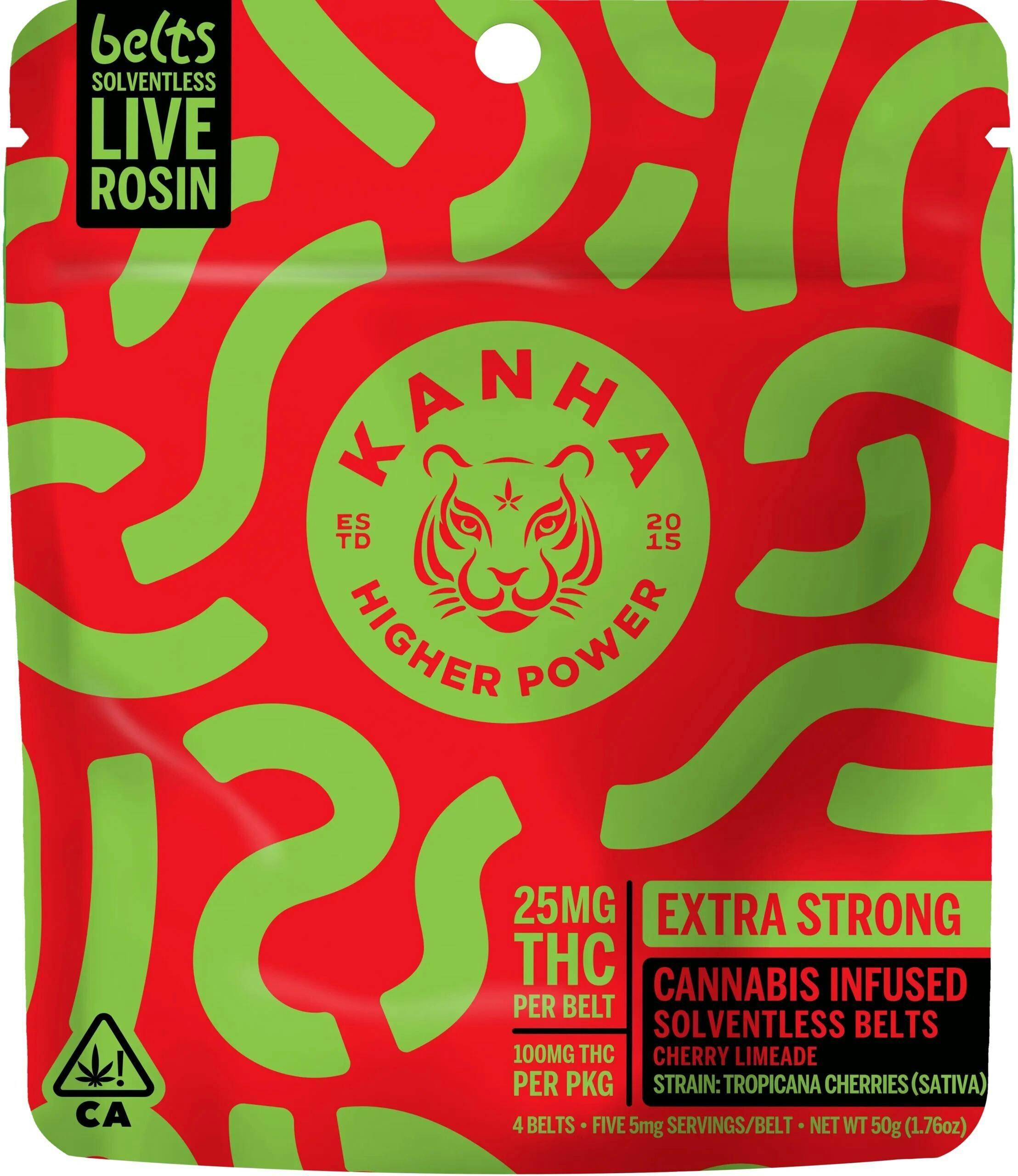 Gummies - Sour Cherry Limeade Belts Sativa - Live Rosin - 20 Pcs