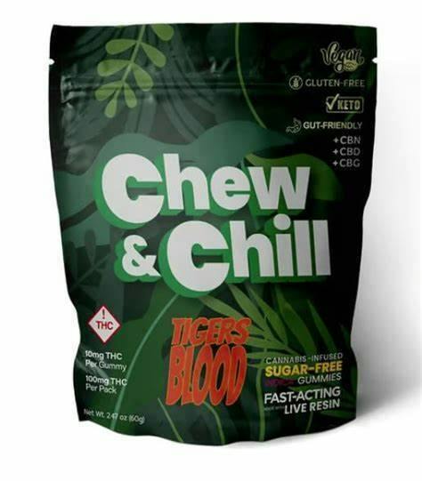 Chew & Chill | Gummies | Tigerblood 2:1 THC:CBN 10 Count | 100mg