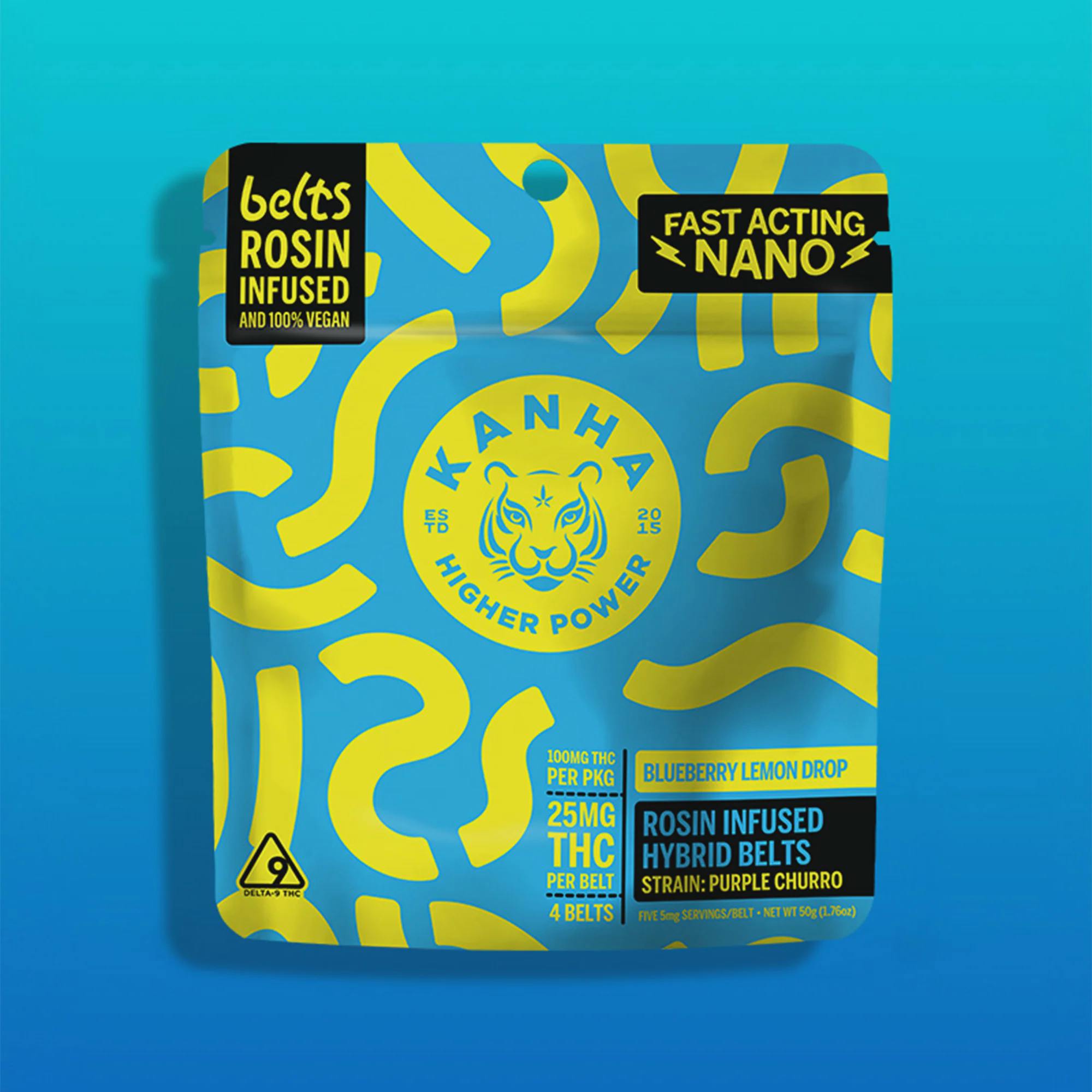 Kanha | Blueberry Lemon Drop (H) | Rosin NANO Gummie BELTS | 100mg 10pk