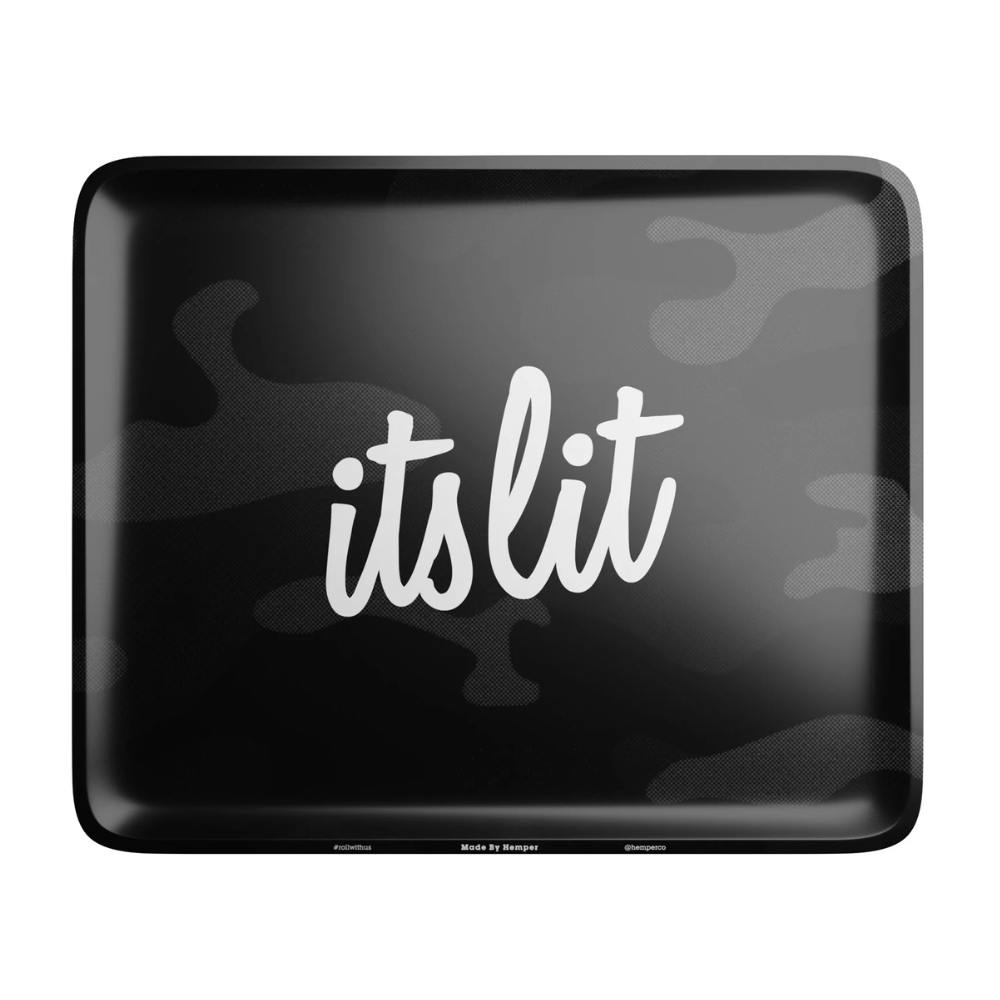 Rolling Tray - Metal - It's Lit Black Camouflage - Large
