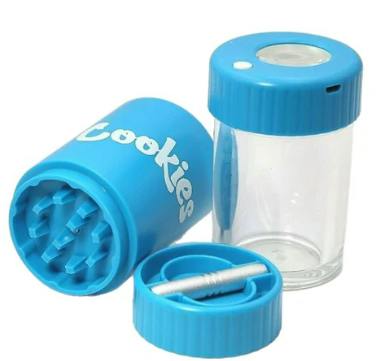 Cookies LED Jar With Grinder and 1 hitter - White