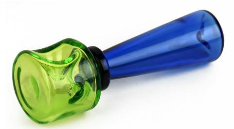 *BD* Red Eye Glass 4.25" Lime Green & Sapphire Blue Dapper Hand Pipe