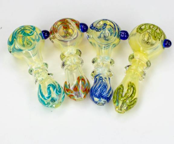3.5" Glass pipe with blue thumb bump