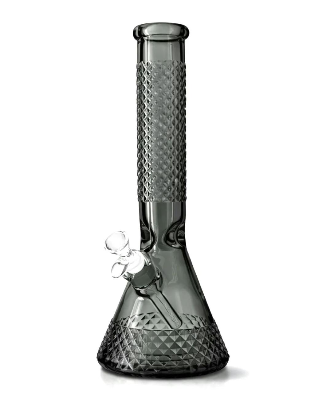 12.5” Diamond Beaker Bong – 7mm Thick Glass w/ Gift Box - Black