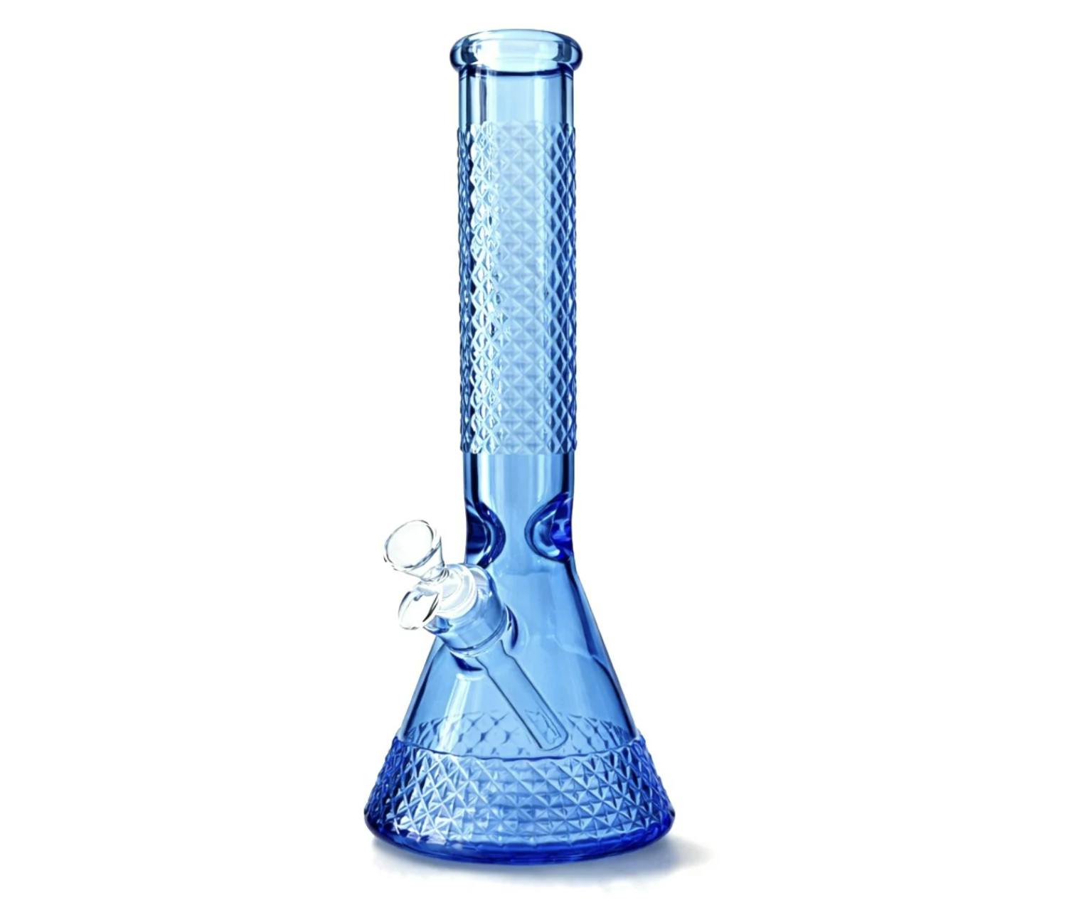 12.5” Diamond Beaker Bong – 7mm Thick Glass w/ Gift Box - Blue