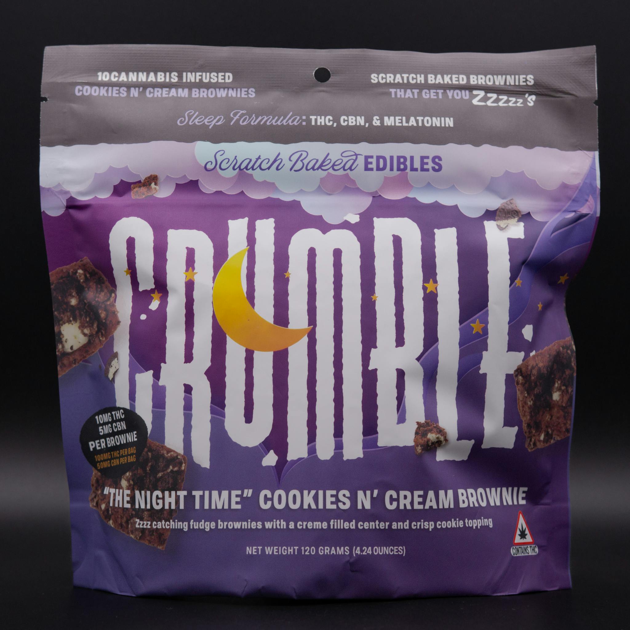Crumble | 100mg | Cookies 'N' Cream Brownies | Night-Time at DABBS Cannabis Dispensary
