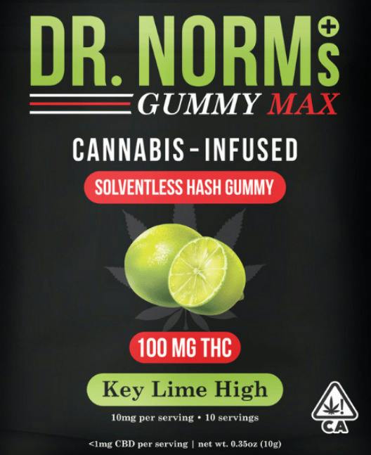 Dr. Norm's MAX Key Lime High Solventless Hash Gummy 100mg