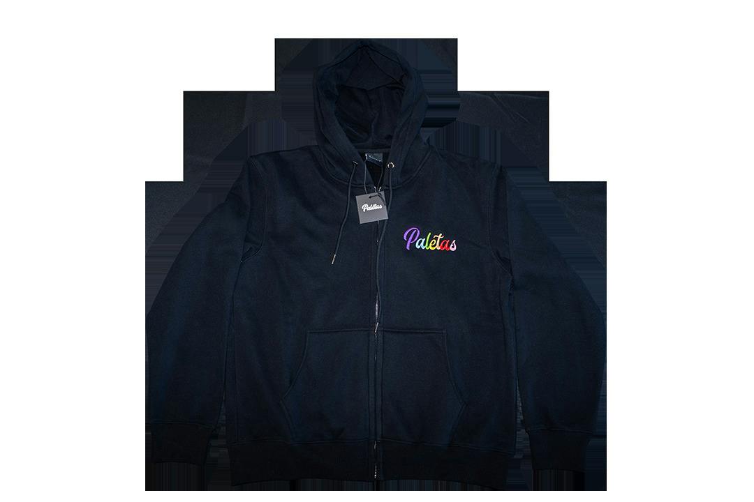 Paletas Black/Rainbow Lettering Zip Up Hoodie (Small)
