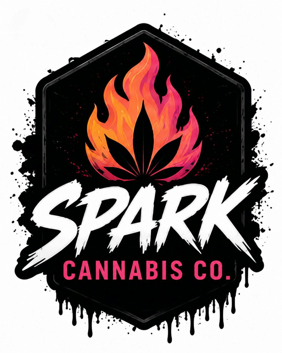 Spark 26' Flame/Splatter Logo T-Shirt at Spark Cannabis Co. - Recreational & Medical Retailer