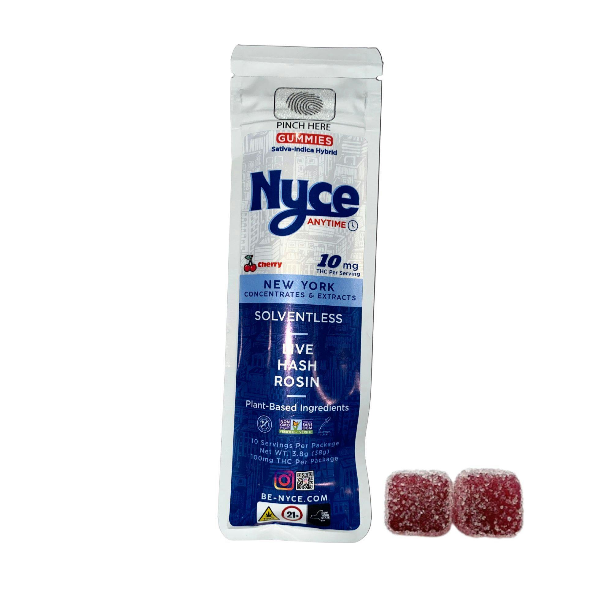 NYCE Cherry 10pk 10mg Solventless Live Hash Rosin Gummies