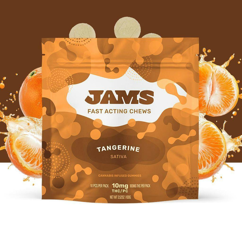 JAMS Tangerine Fast-Acting Fruit Chew 10mg ea | 10-Pack