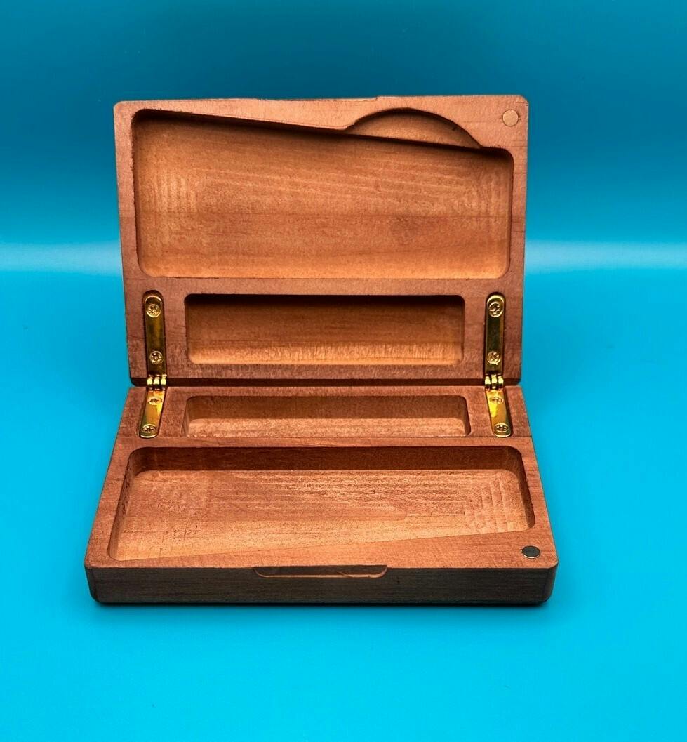 T, Hand carved walnut joint box