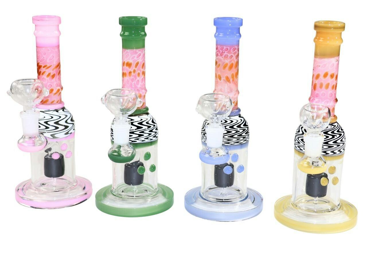 LUV, 9" Molino Double Glass Mushroom Bong - colors may vary