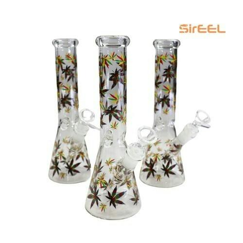 LUV, SirEEL 10" 420 Rasta Leaf the world behind beaker bong