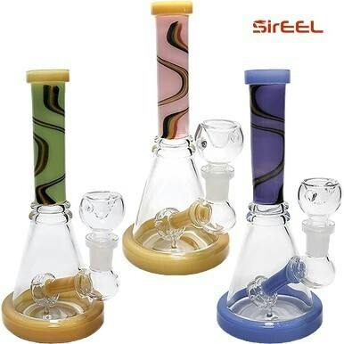 LUV, 8" Wig Wag Neck Shower Perc Beaker Bong