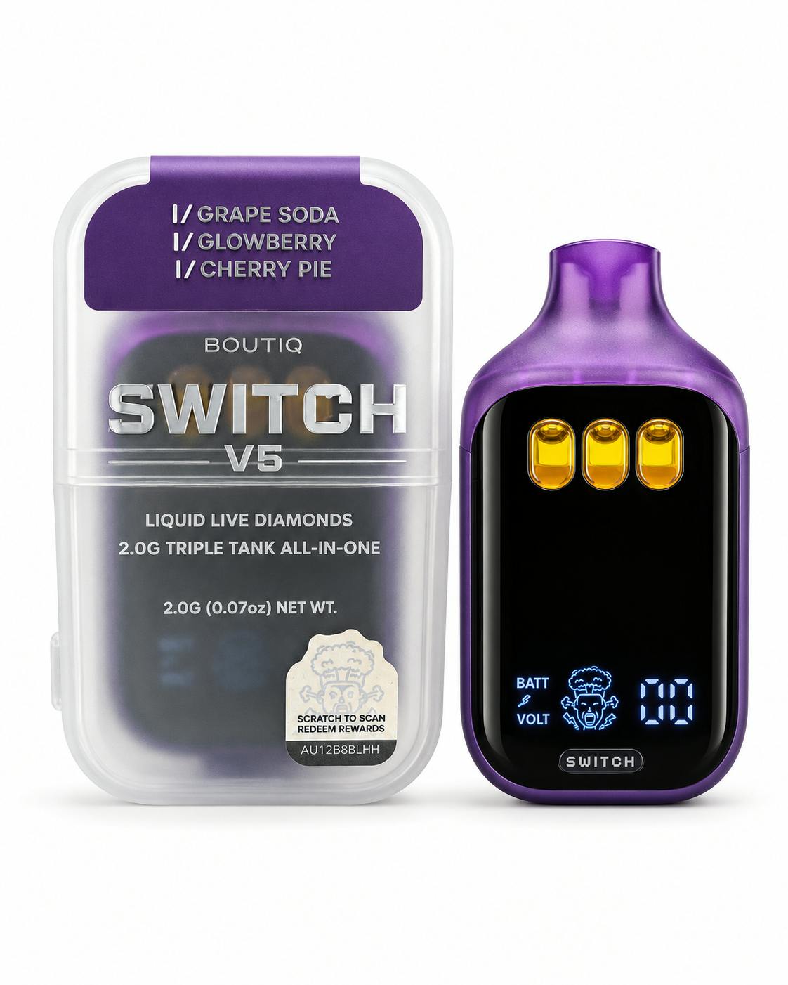 SWITCH AIO GRAPE SODA/GLOWBERRY/CHERRY PIE 2G