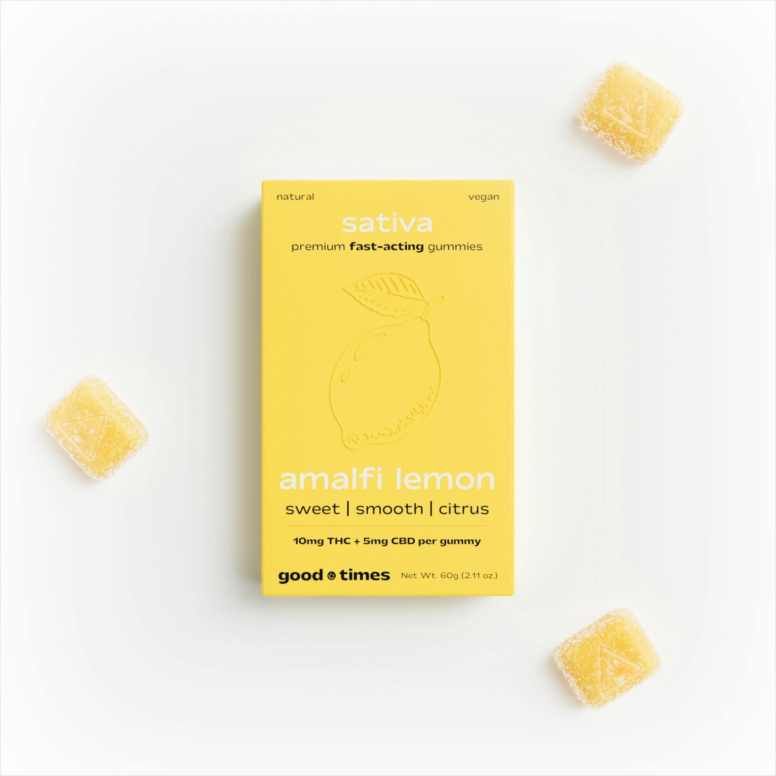 good times - amalfi lemon 2:1 thc/cbd - fast-acting gummies - 10-pack (150mg) [S]