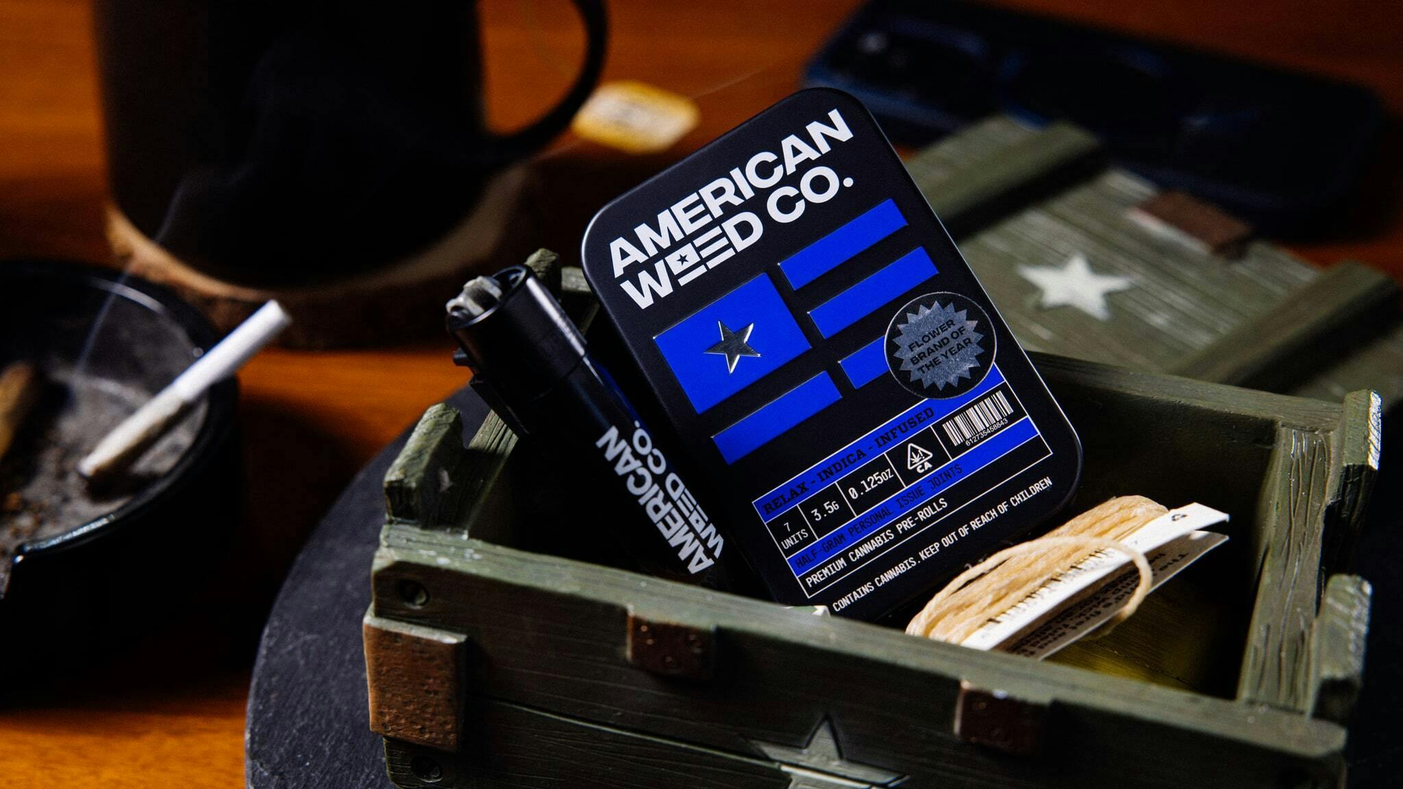 AMERICAN WEED CO - BLUE GUMMY - INDICA - PREROLL - 2 PACK - 1G