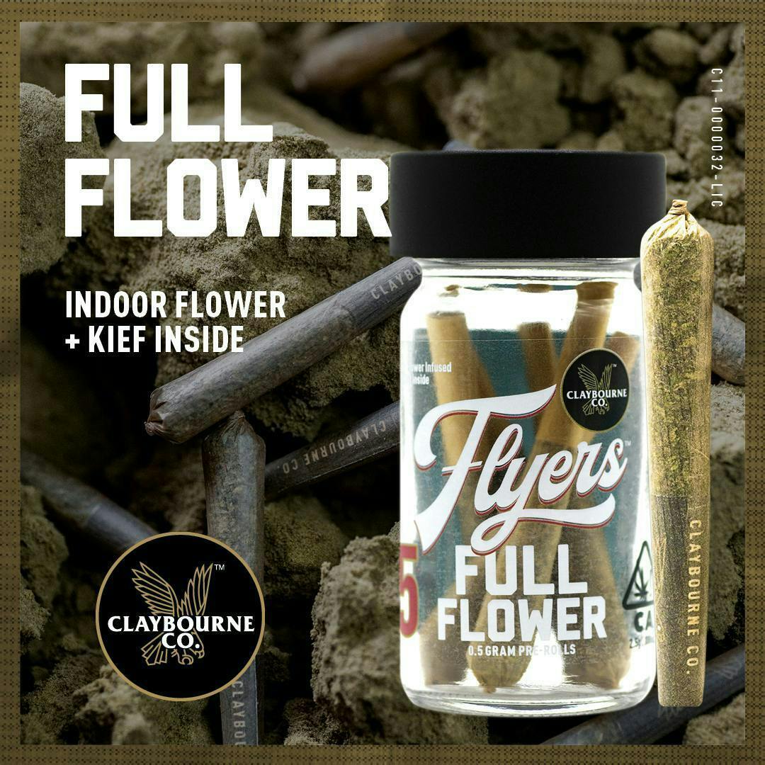 CLAYBOURNE- STRAWBERRY C.R.E.A.M.- SATIVA-GOLD CUTS -DIAMOND INFUSED PREROLL - 2.5 g - 5 Pack