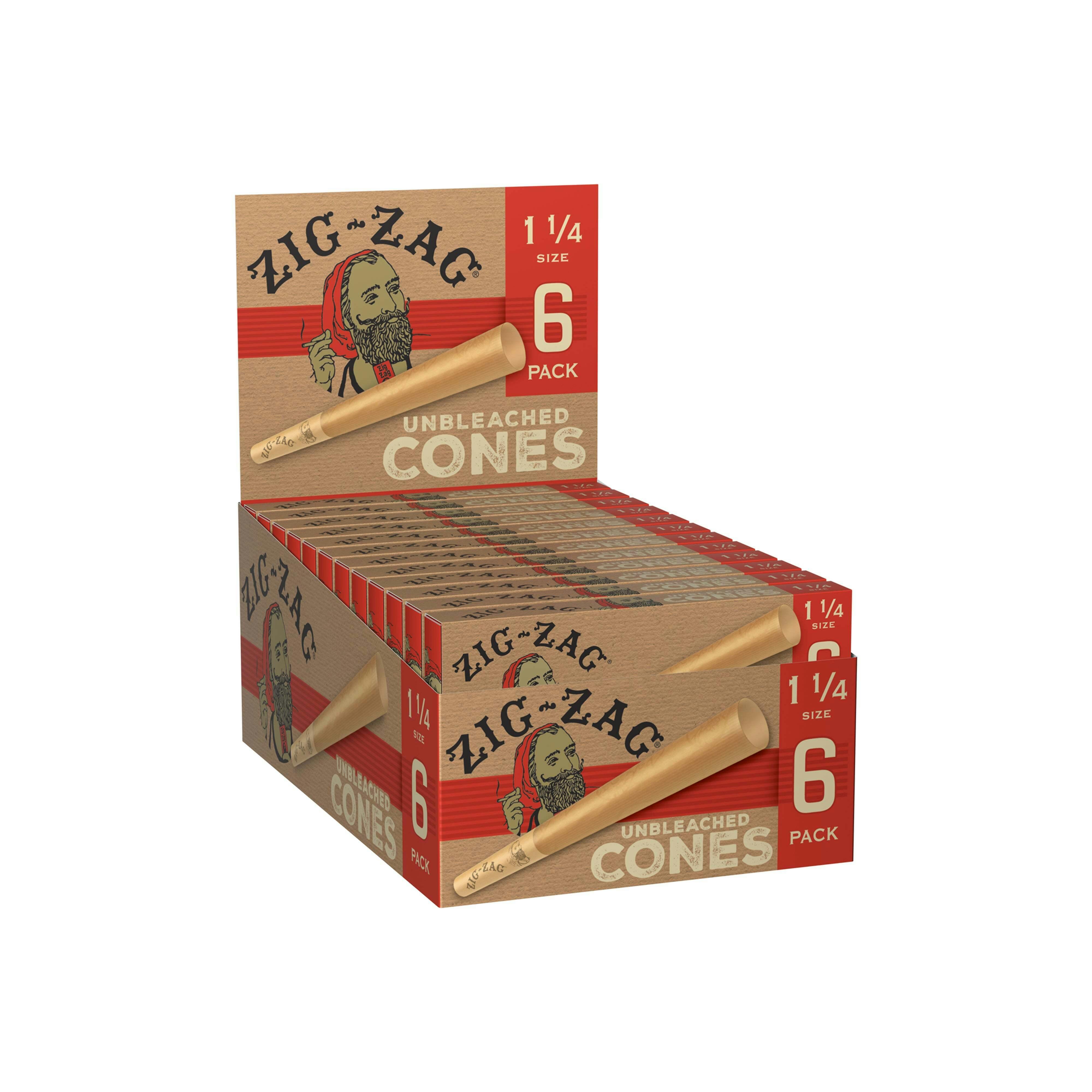 ZIG ZAG - UNBLEACHED 1 1/4 CONES - 6 Pack