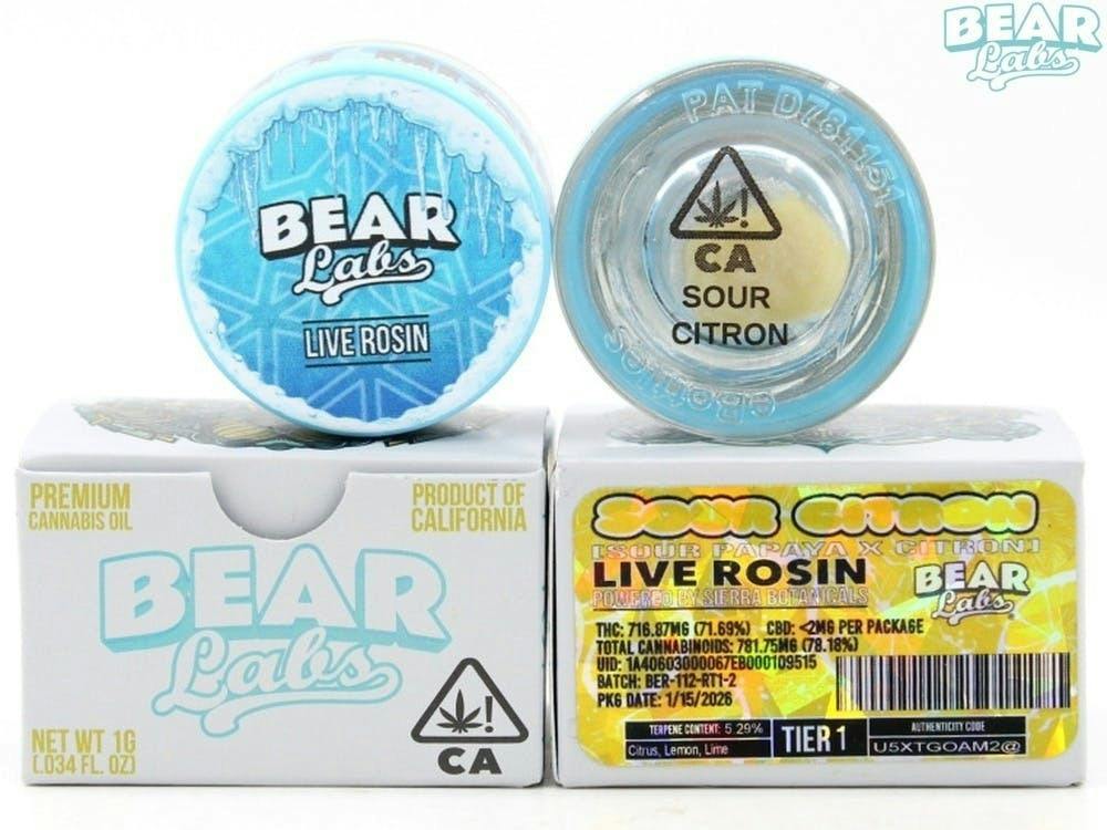 BEAR LABS - SOUR LEMONZ - HYBRID - T1 ROSIN - 1 g