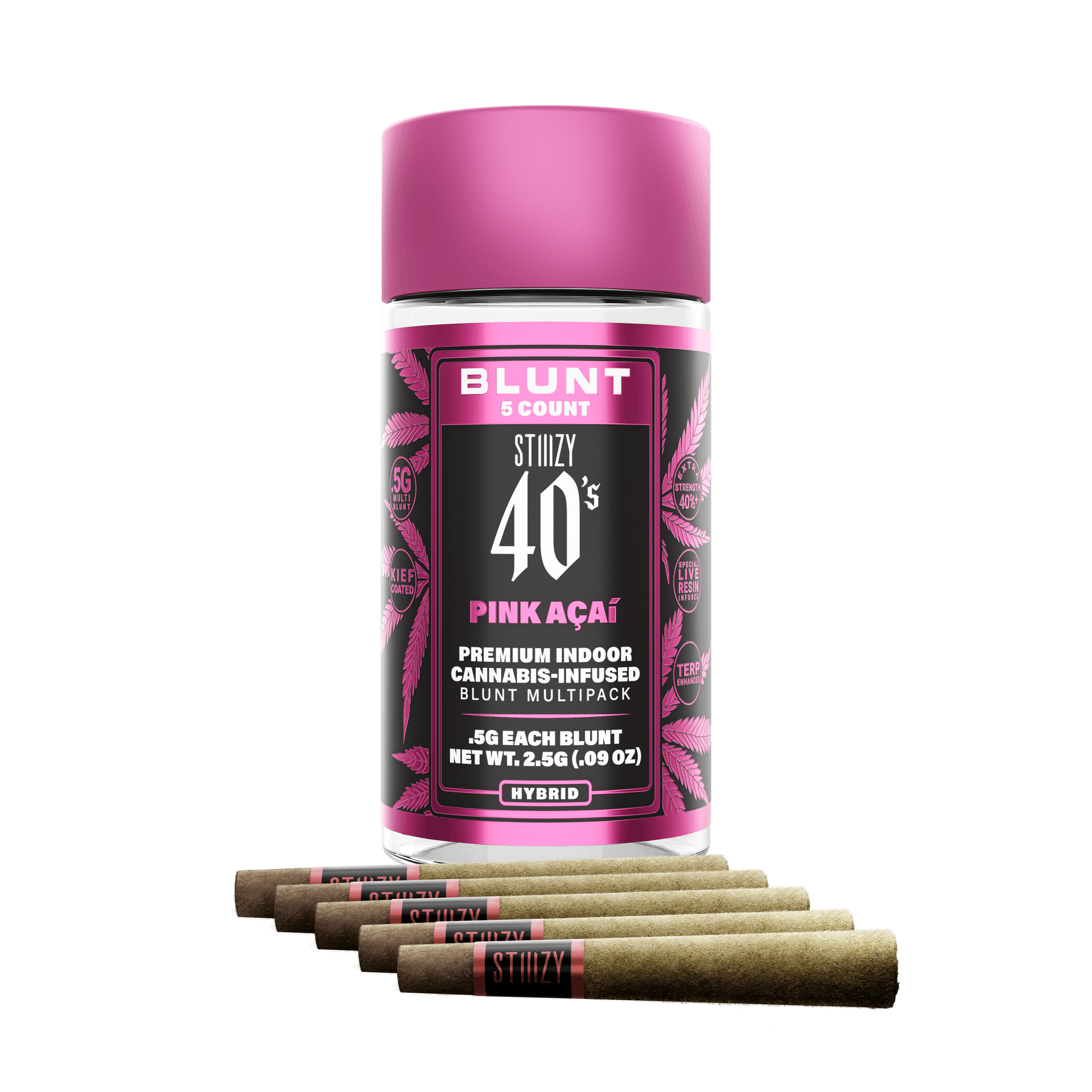 STIIIZY - PINK ACAI - HYBRID - INFUSED BLUNT - 2.5 g - 5 Pack