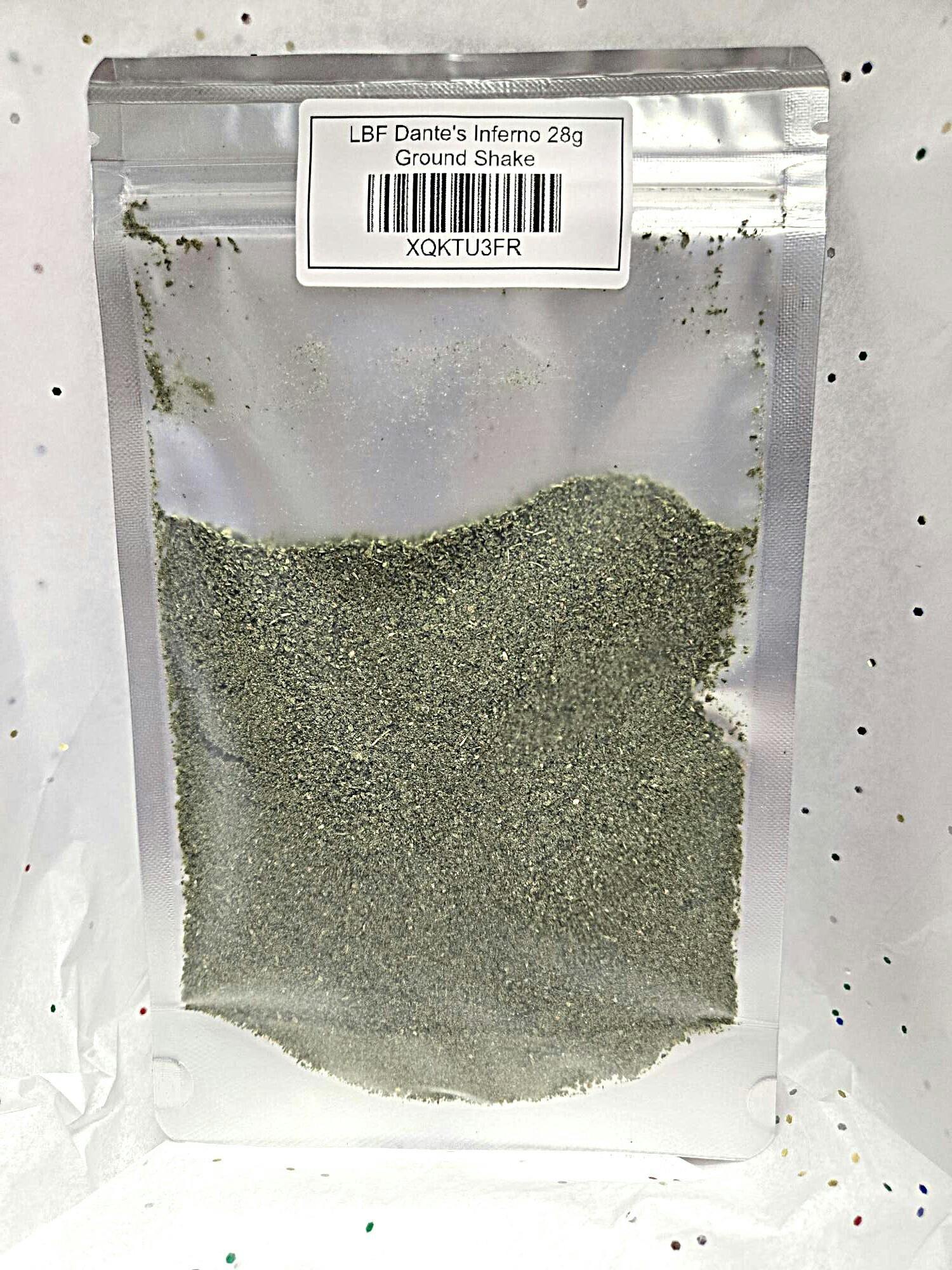 LBF Dantes Inferno 28g Ground Shake at LovingBud Dispensary LLC, with Drive Thru