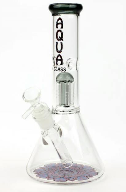 10" Single Tree Arm Glass Bong - Black