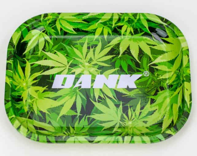 Mini Metal Rolling Tray - Green Leaves