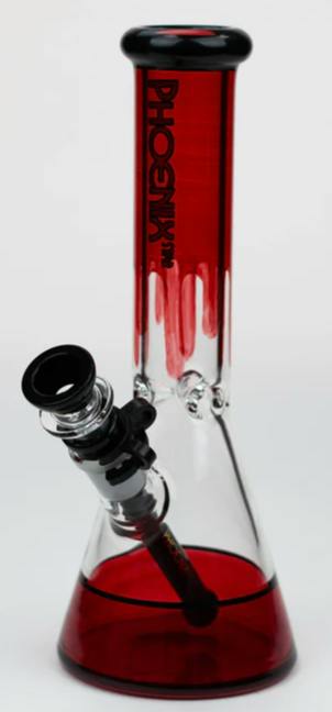 10" Drip Glass Bong with Clip - Red