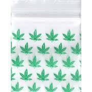 1" x 1" Apple Baggies - Green Weed Leaf
