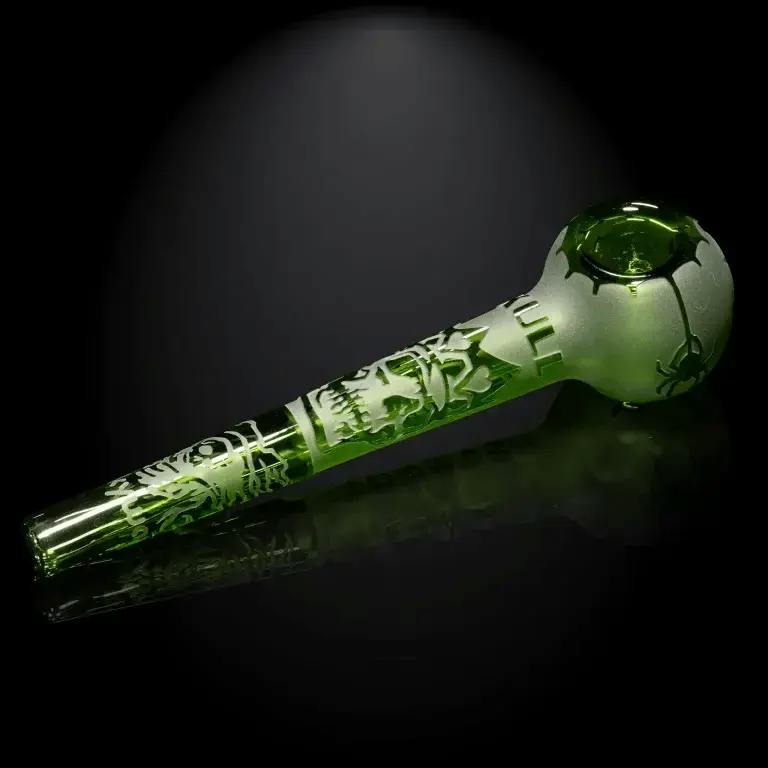 6.5" Skull Emperor Hand Pipe - Green