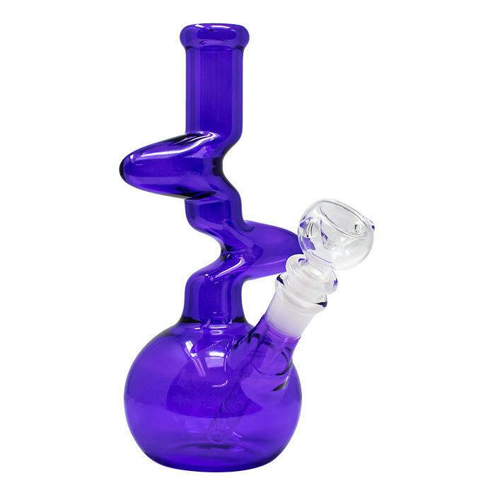 8" "Zong" Zig Zag Twisted Glass Bong - Blue