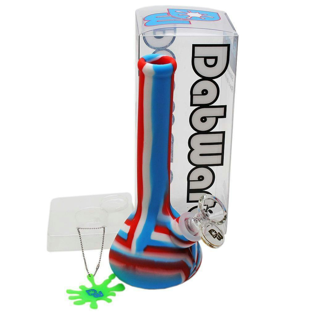Silicone Beaker Bong 7.5" - Blue/Red/White