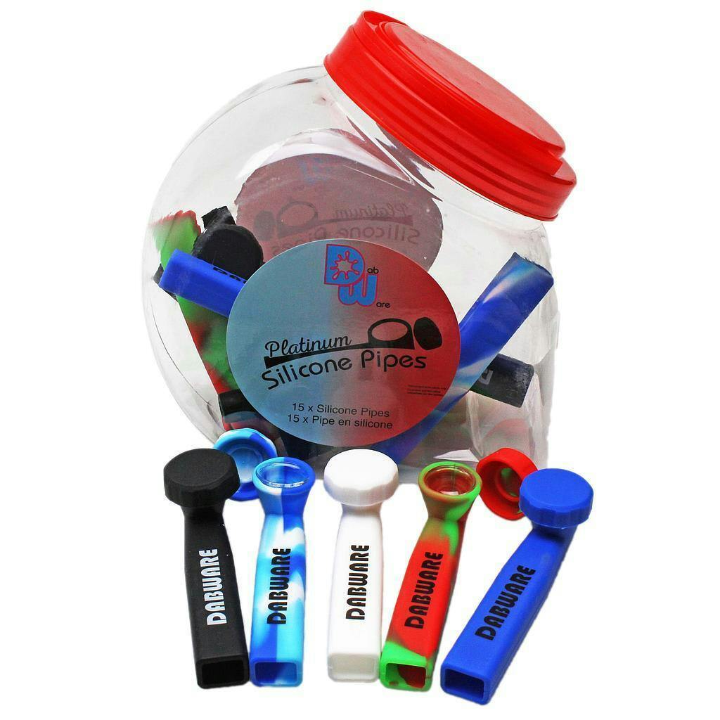 Silicone Pipe Dabware Platinum Long w/Glass Bowl