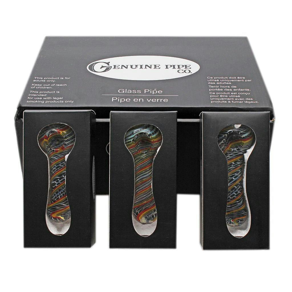 Genuine Pipe Co. Rainbow Striped 4" Glass Pipe