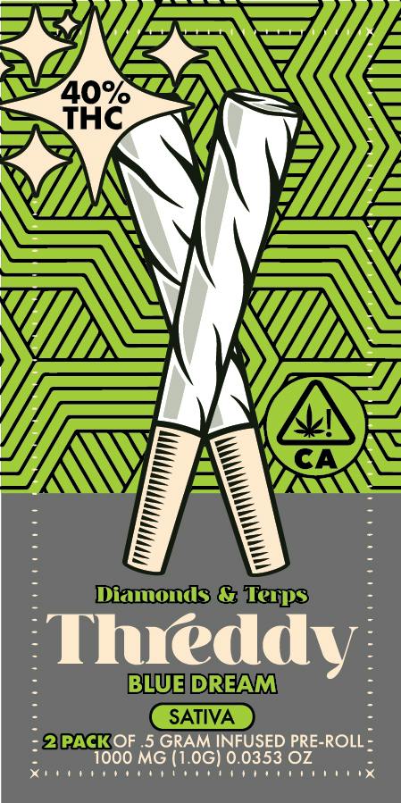 Blue Dream: BLUE DREAM 1G 2 PACK INFUSED PREROLLS