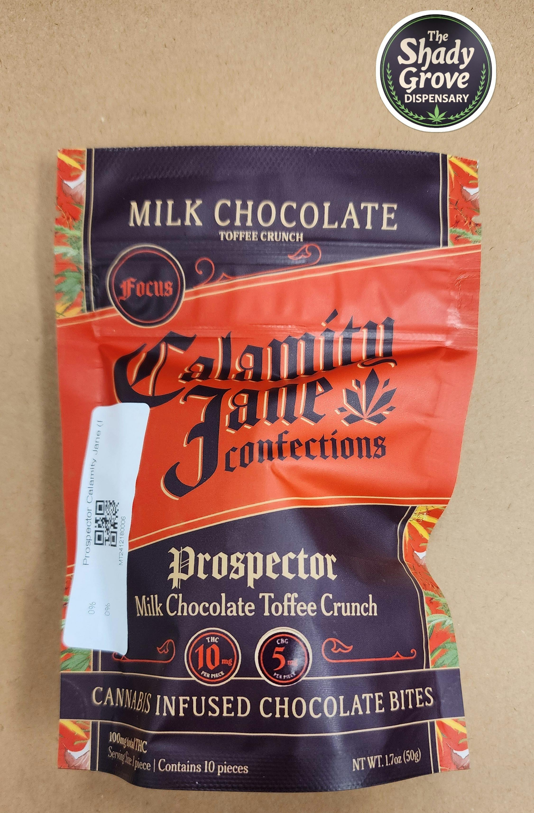 Prospector Calamity Jane (Focus) Dark Star Milk Chocolate Toffee Crunch 100mg- 10 THC 10 CBC