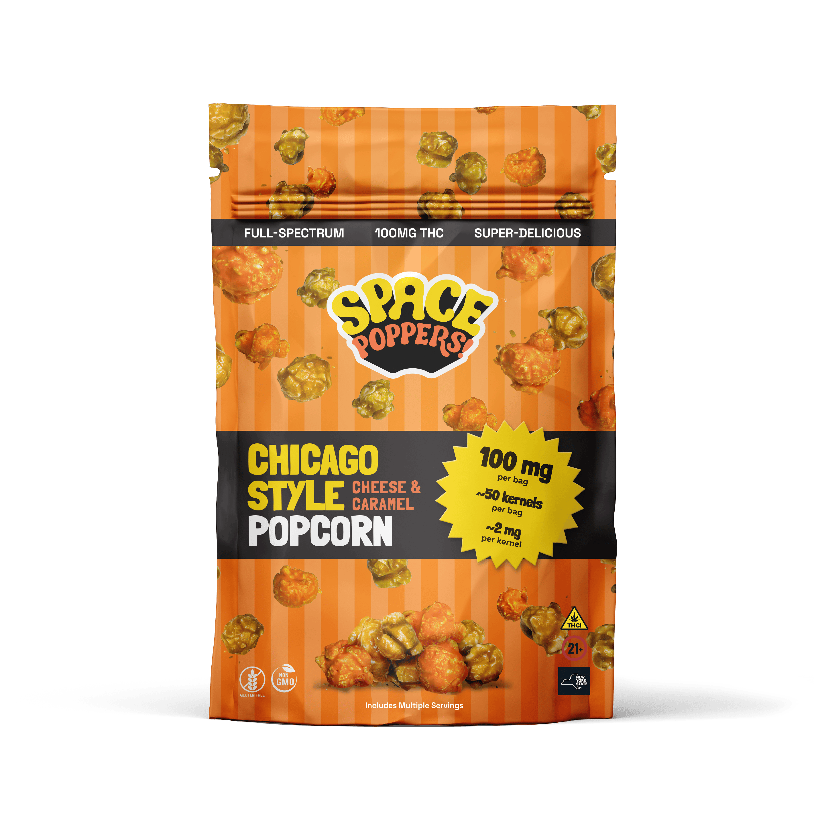 Chicago Style Cheese and Caramel Space Poppers Popcorn 100mg