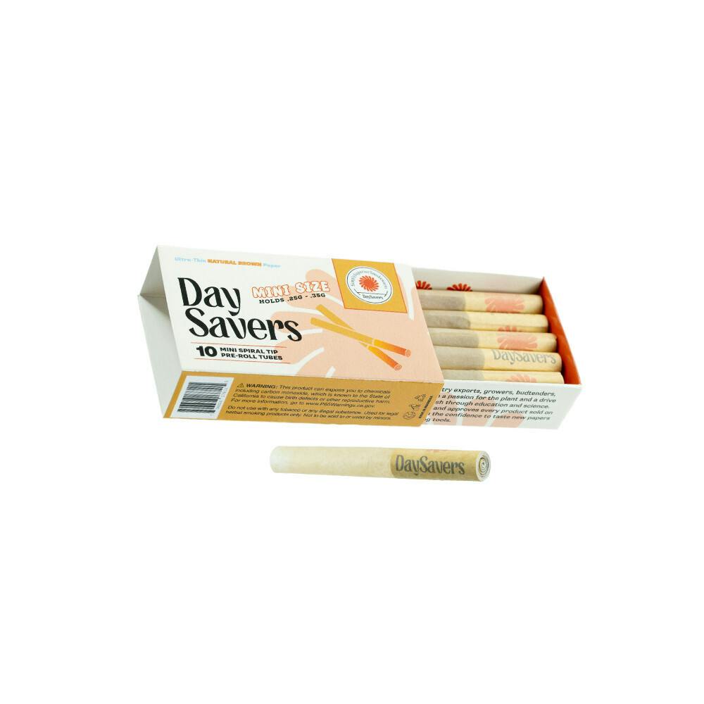 DaySavers Mini Spiral Tip Natural Brown Tubes Rolling Papers + Tips [10pk]