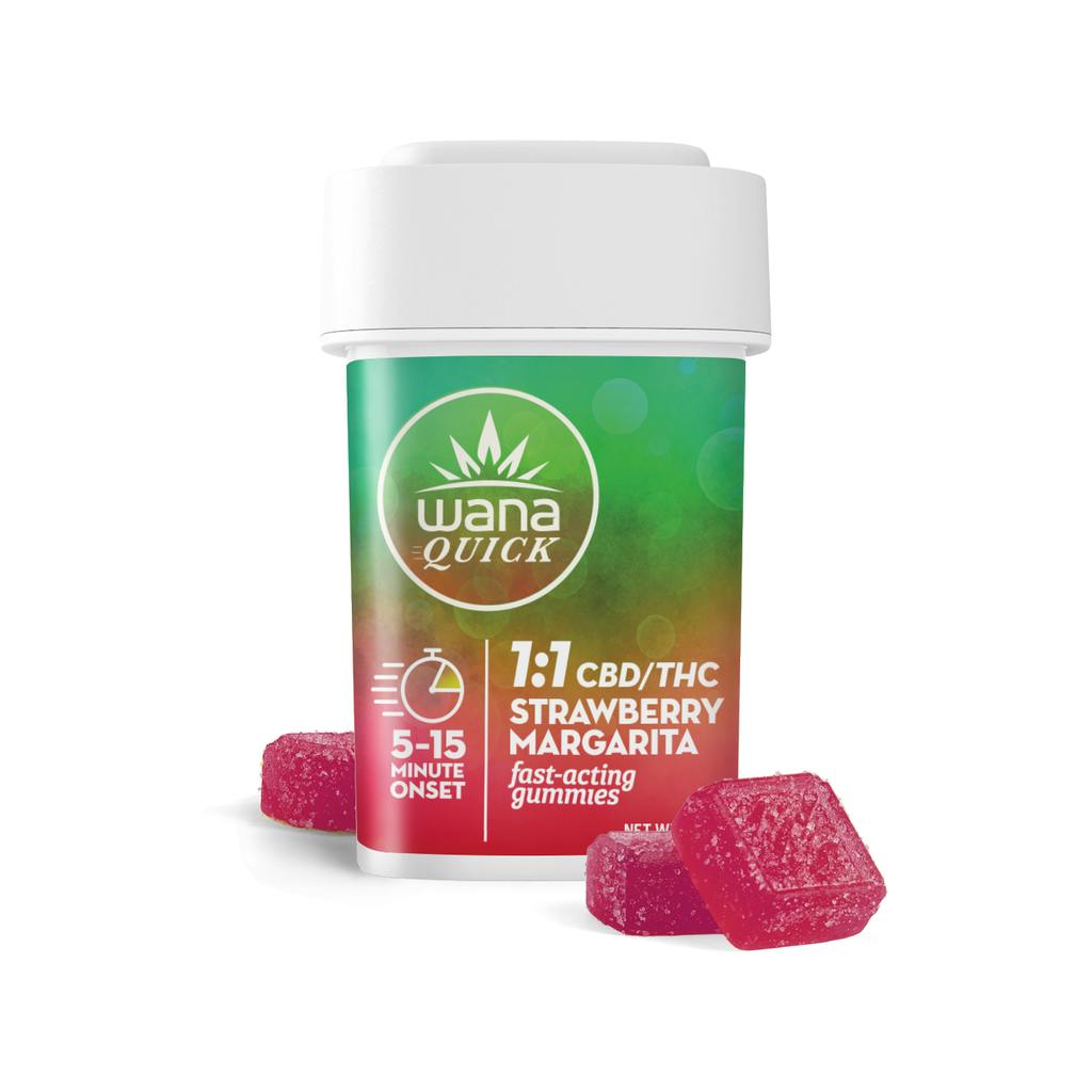 Wana Quick 1:1 CBD:THC Strawberry Margarita Fast-Acting Gummy 100mg [20pk]