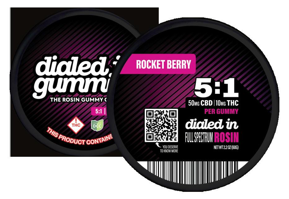 Dialed In: 5:1 CBD:THC Rocket Berry - Live Rosin Gummies 10pk