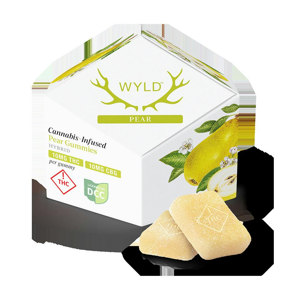 WYLD: 1:1 THC:CBG Pear - Gummies 10pk