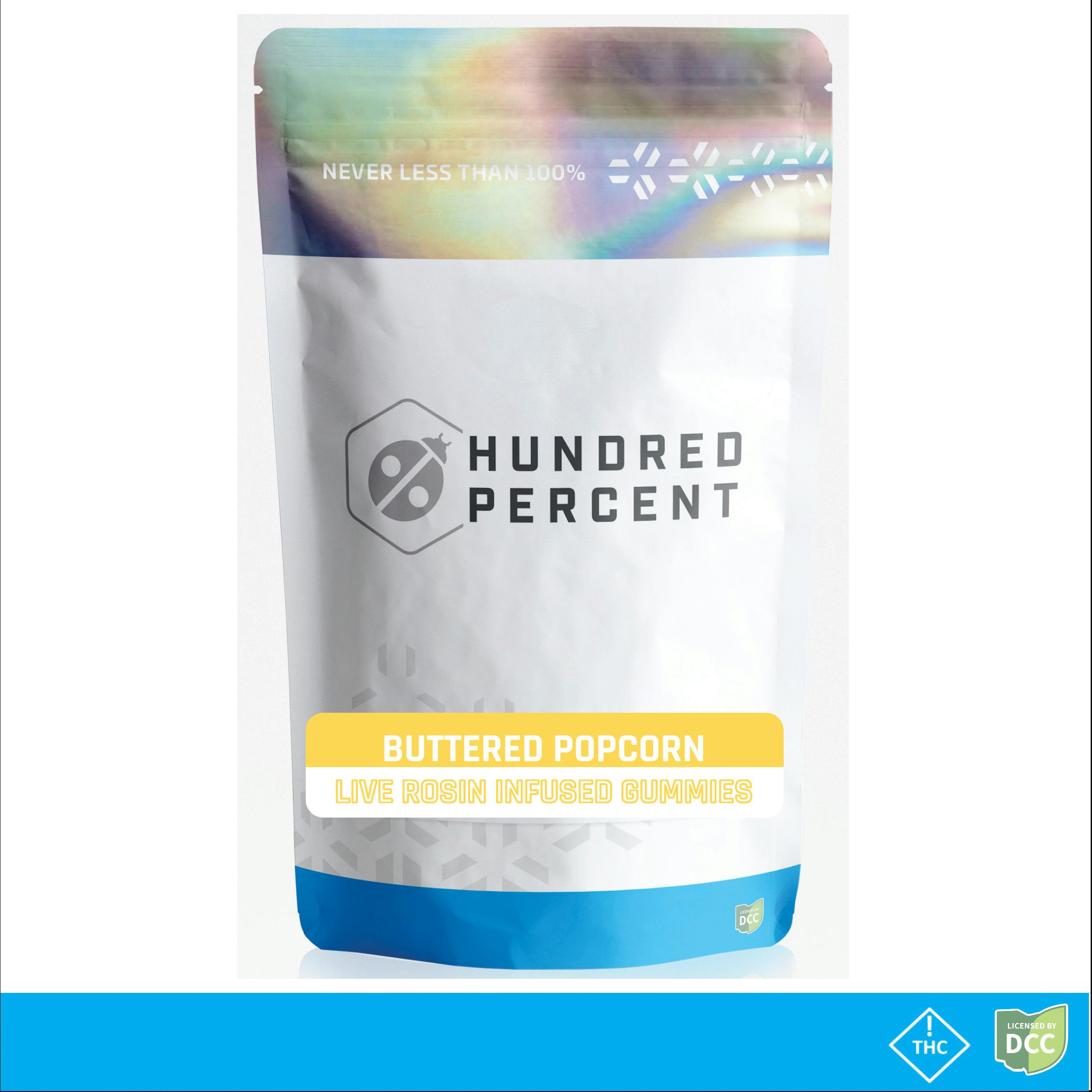 Hundred Percent Labs: Buttered Popcorn - Live Rosin Gummies 11pk