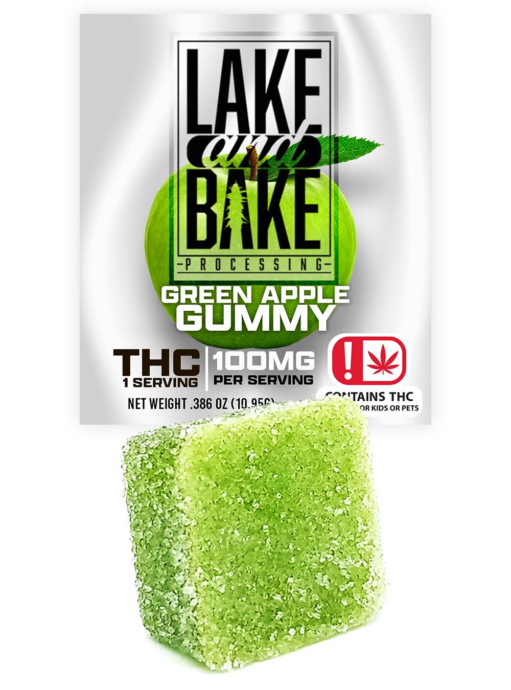 Lake And Bake -GREEN APPLE SQUARE 100mg GUMMY