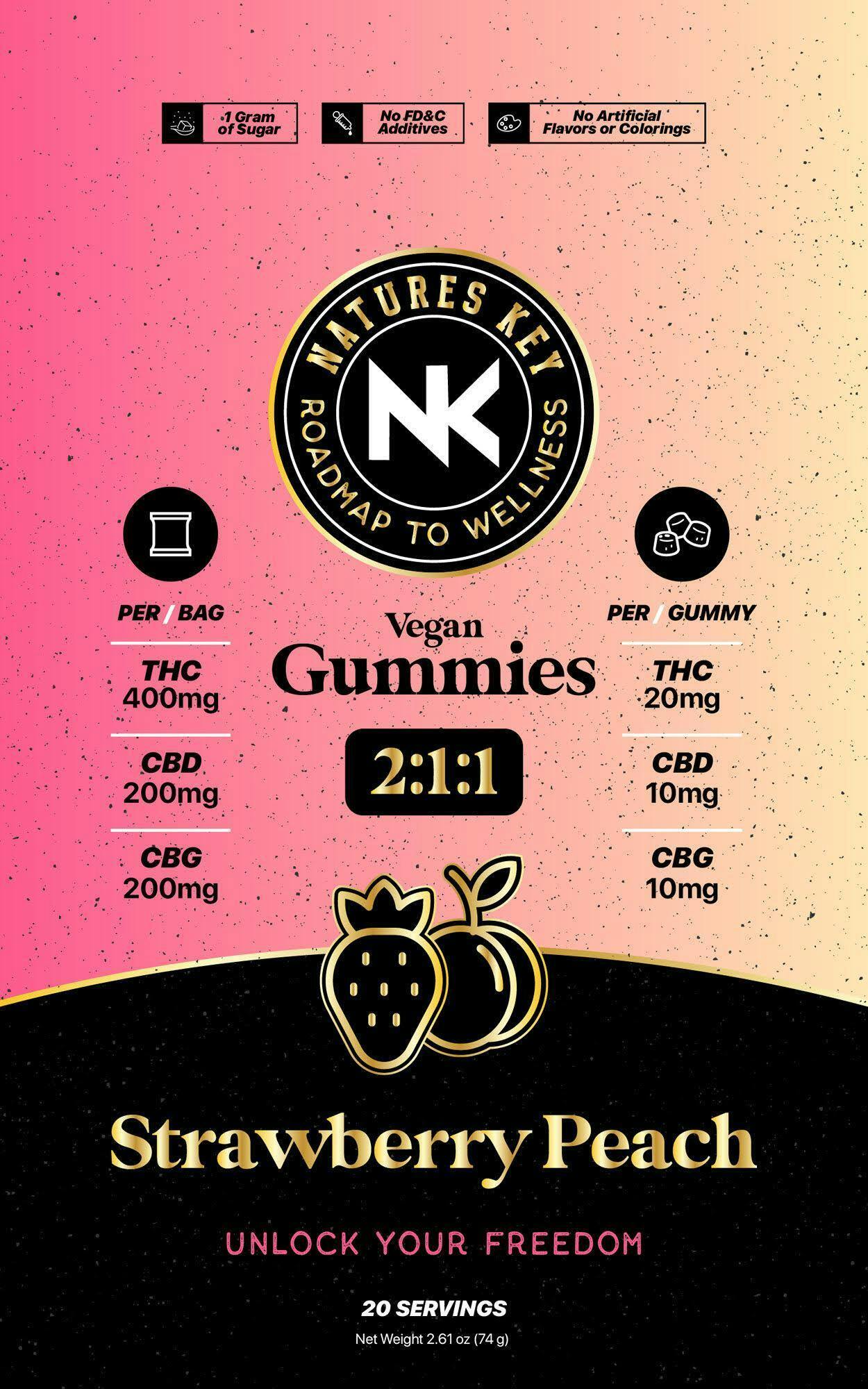 NK-(2:1:1) 400mg THC/200mg CBD/200mg CBG, Strawberry Peach
