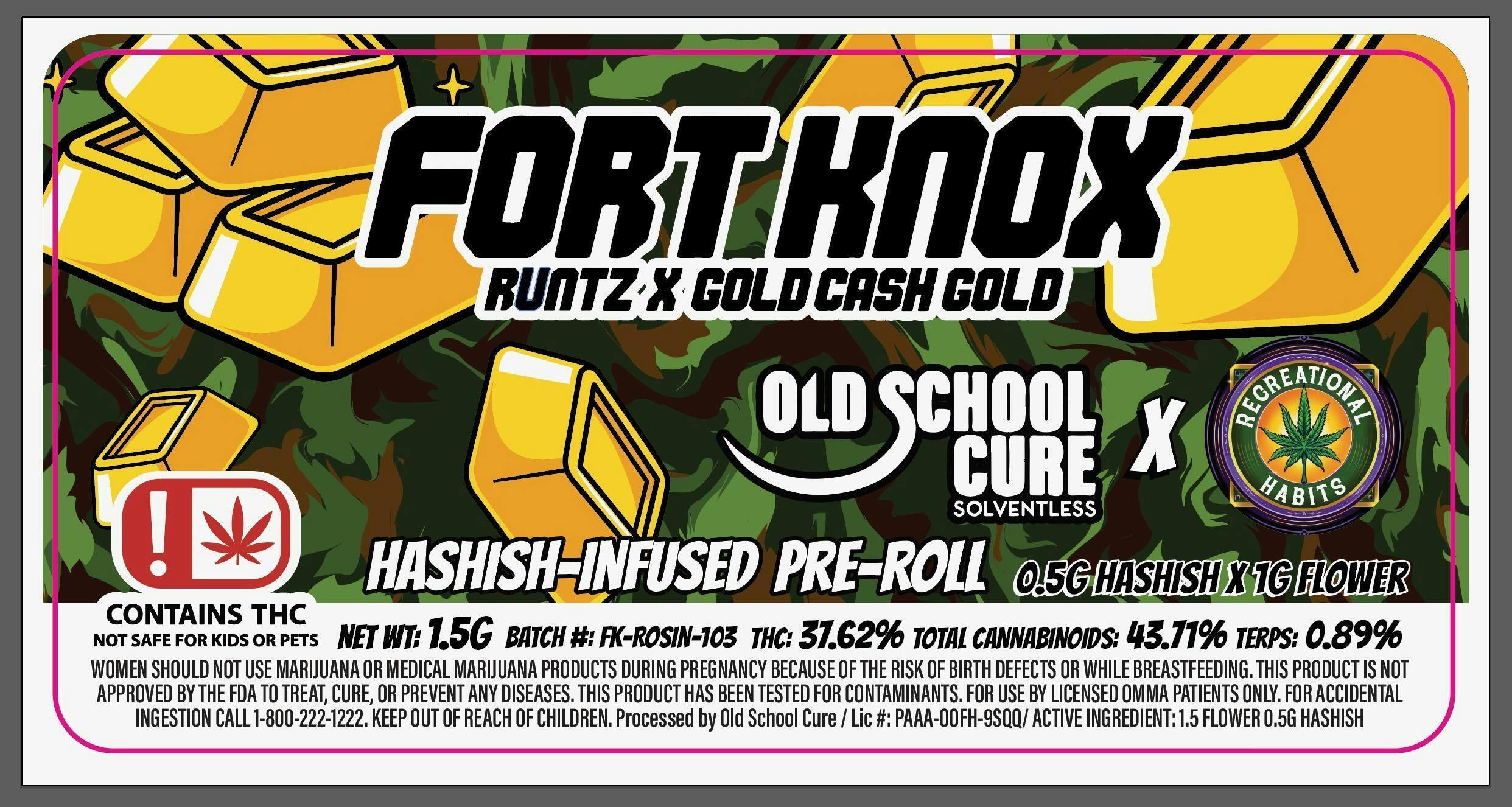 Hashish Preroll 1.5 Gram Fort Knox(OLd School)